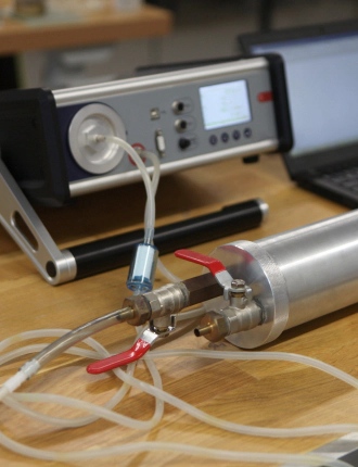 radon testing equipments on a table